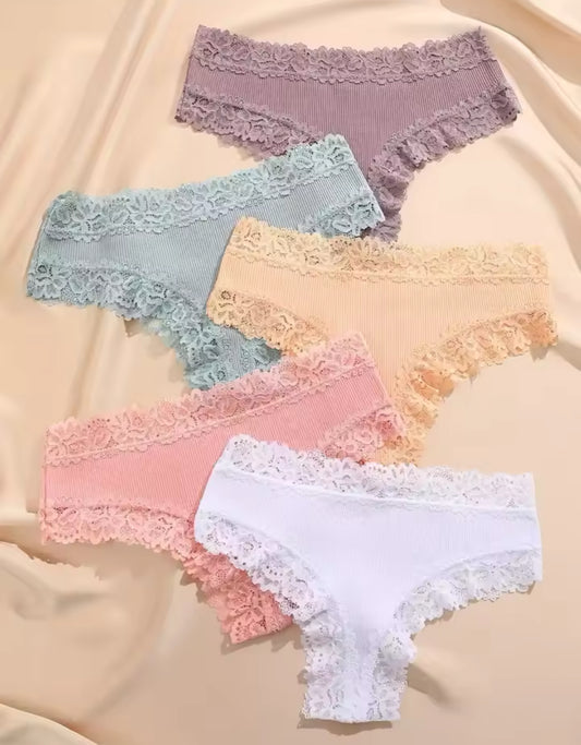 Women's Cotton &amp; Lace Underwear Set (5 pieces)