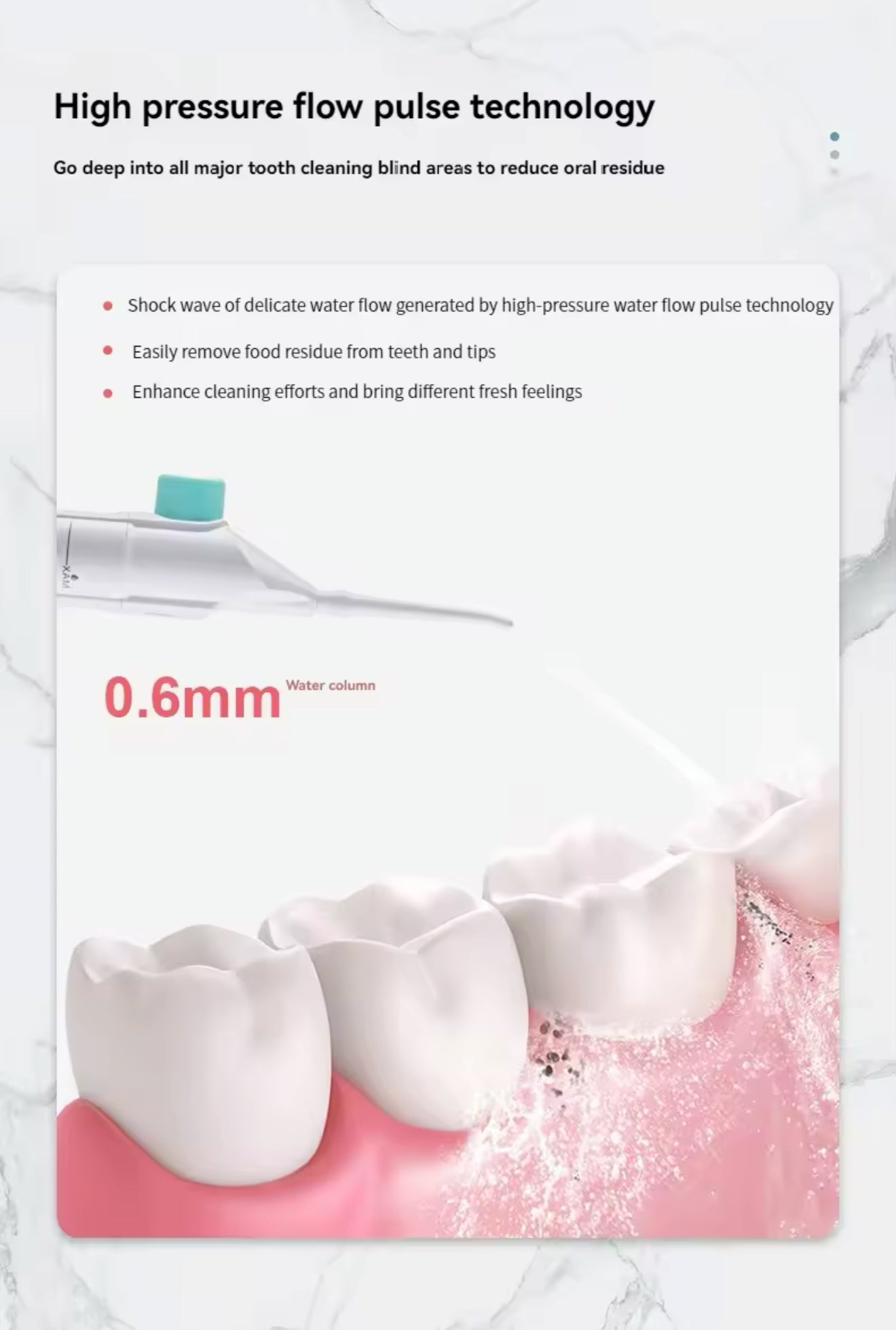 Portable high-pressure oral irrigator for teeth cleaning